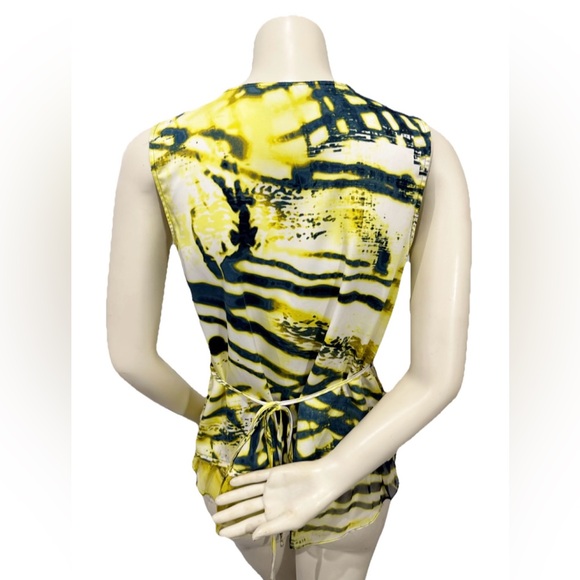 Simply Vera Vera Wang Yellow Abstract Sleeveless Blouse S - Picture 2 of 7